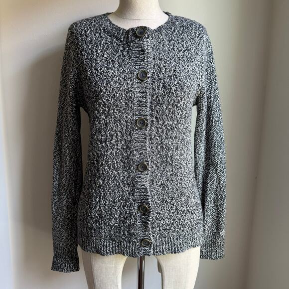 L.L.Bean Women’s Marled Cotton Button Front Cardigan Sweater M Petite - Picture 2 of 7
